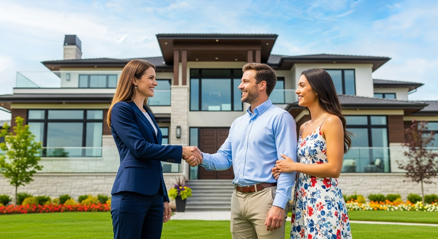 Successful realtor with clients